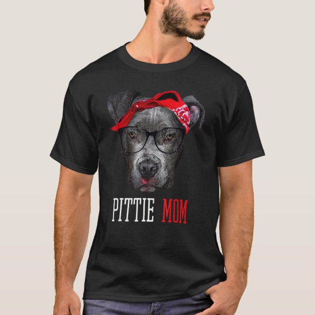 Camiseta Dia de as mães de Cachorro Pitbull da Mãe (Frente)