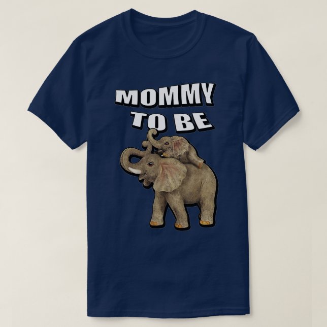 Camiseta Dia de as mães de Chá de fraldas Elefante - 1 (Frente do Design)