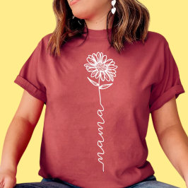 Camiseta Dia de as mães de flores da mamã