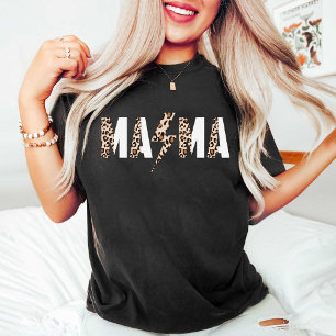 Camiseta Dia de as mães de Impressão Mama Leopardo ou Preto