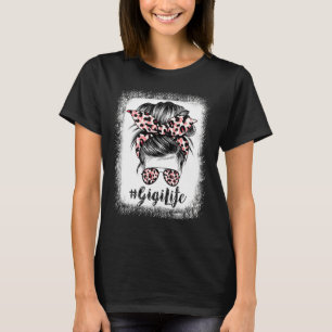 Camiseta Dia de as mães de Leopard Gigi Life Cute Bun Girl