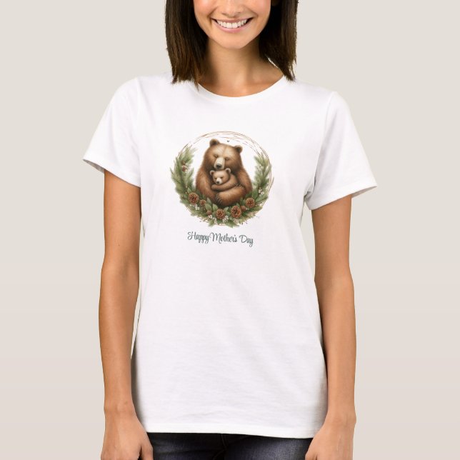 Camiseta Dia de as mães de Mama Urso e Urso Bebê (Frente)