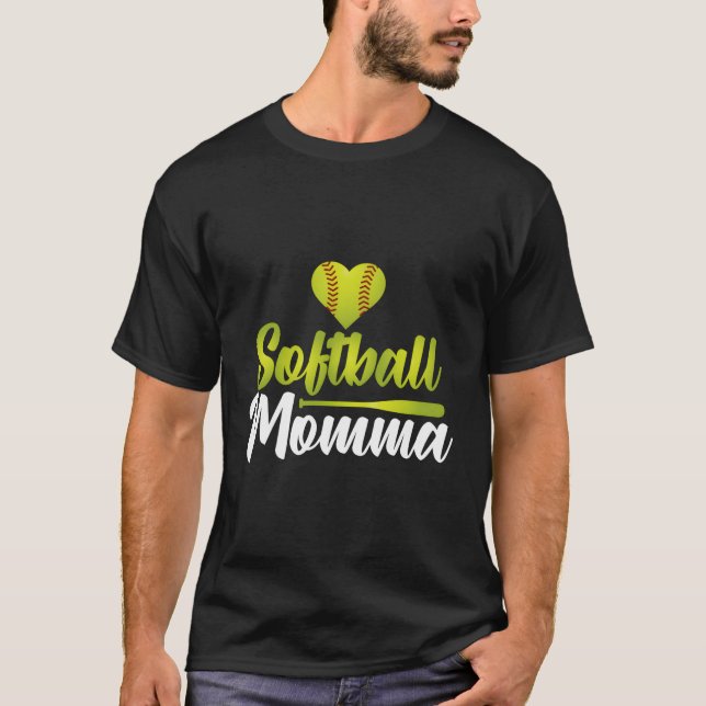 Camiseta Dia de as mães De Momma Softball Para Mães De Supo (Frente)