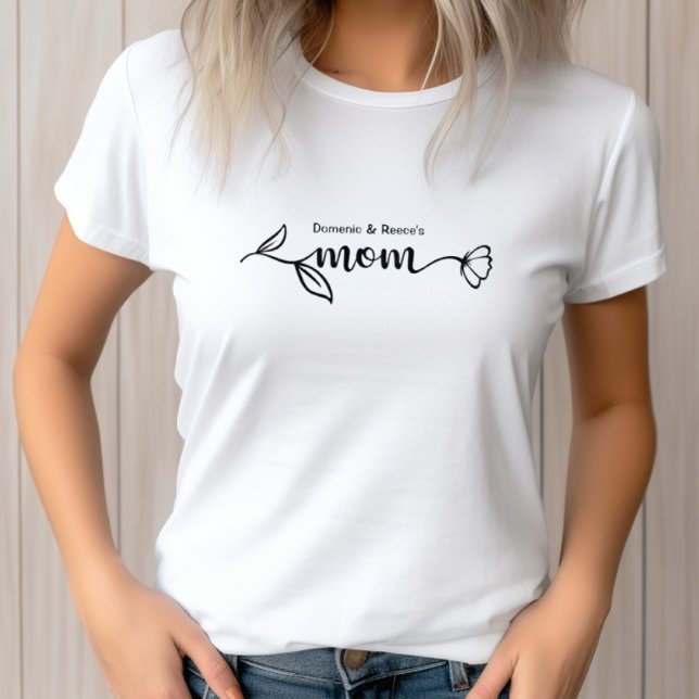 Camiseta Dia de as mães de Script Moderno de Nomes de Crian (Criador carregado)