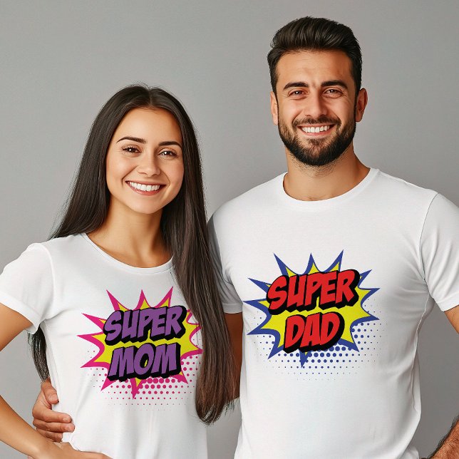 Camiseta Dia de as mães de Super Mãe Rosa e Roxo (Criador carregado)