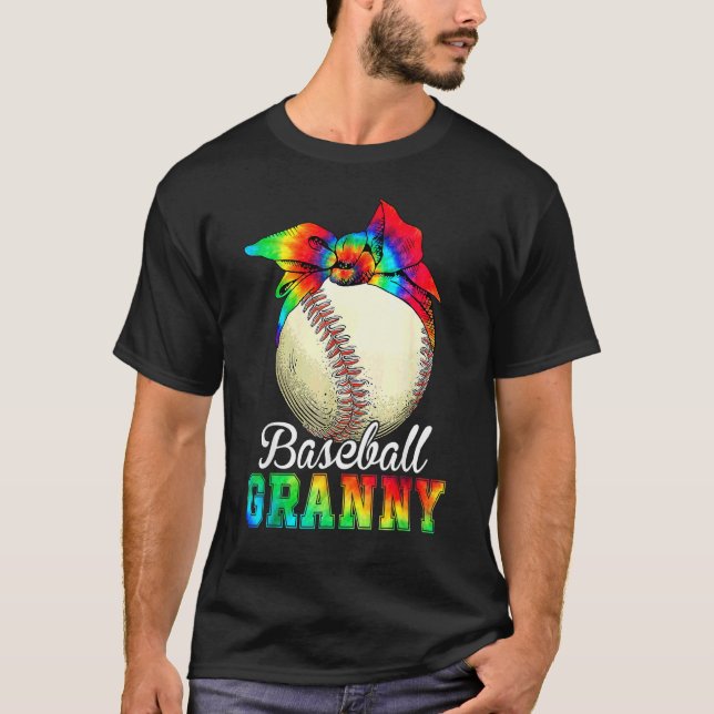 Camiseta Dia de as mães de Tie Dye da Avó de Baseball (Frente)