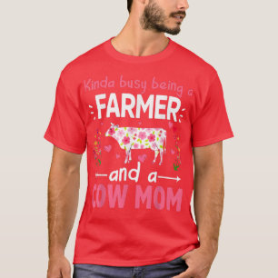 Camiseta Dia de as mães De Vaca Meio Ocupado Sendo Um Agric
