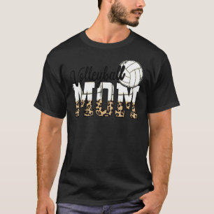 Camiseta Dia de as mães de Voleibol Mãe Leopardo Bola Mãe