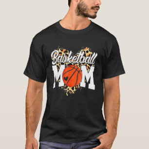Camiseta Dia de as mães do Coração Leopardo de Basquete Mãe