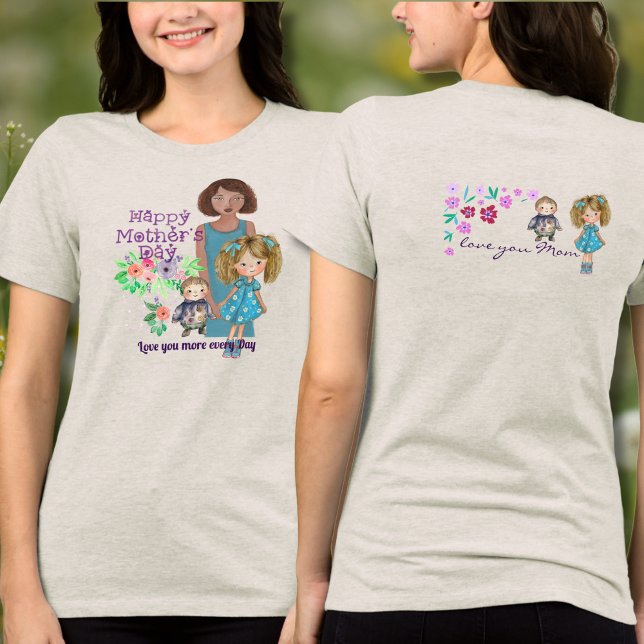 Camiseta Dia de as mães E crianças FELIZES (HAPPY MOTHER'S DAY & kids Tri-Blend Shirt)