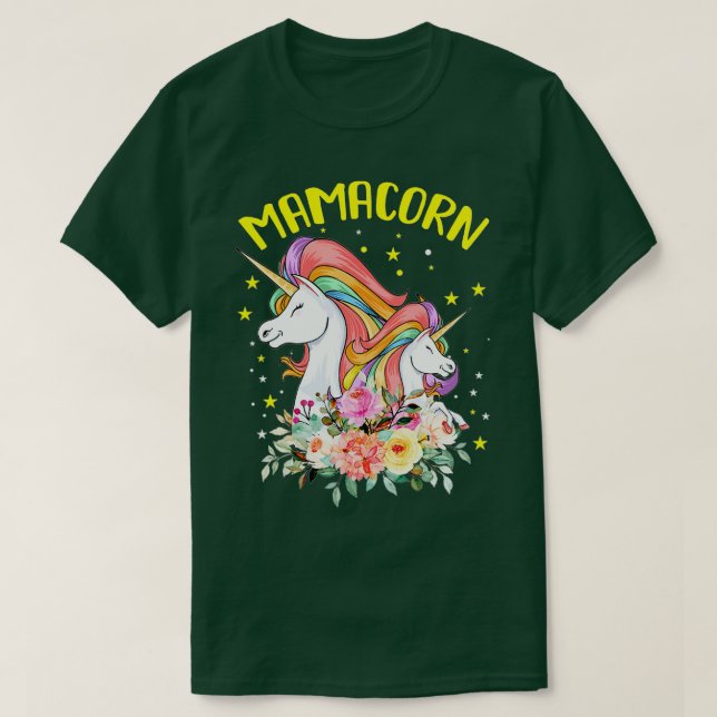Camiseta Dia de as mães Engraçado Mamacorn Mama Unicorn (Frente do Design)