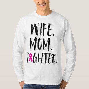 Camiseta Dia de as mães Esposa Mãe Combatendo Cancer Da Mam