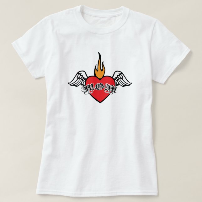 Camiseta Dia de as mães EU AMO A mãe com asas (Frente do Design)