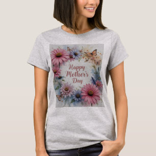 Camiseta Dia de as mães Feliz de Flores Selvagens