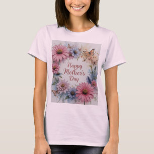 Camiseta Dia de as mães Feliz de Flores Selvagens