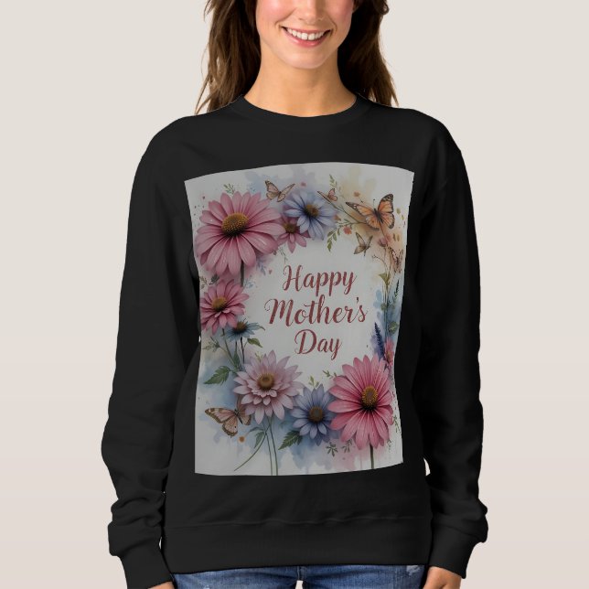 Camiseta Dia de as mães Feliz de Flores Selvagens (Frente)
