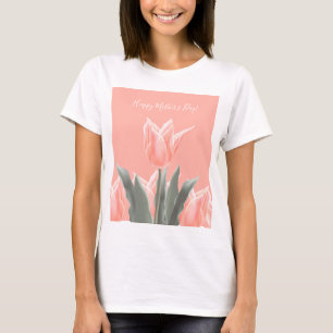 Camiseta Dia de as mães feliz! Flores de Tulipas de Pêsse