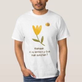 Camiseta Dia de as mães haitiano: Flor de Aquarela e Abelha