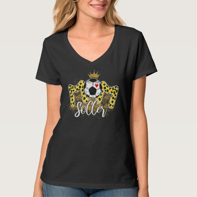 Camiseta Dia de as mães Leopard 2022 Soccer Mãe B (Frente)