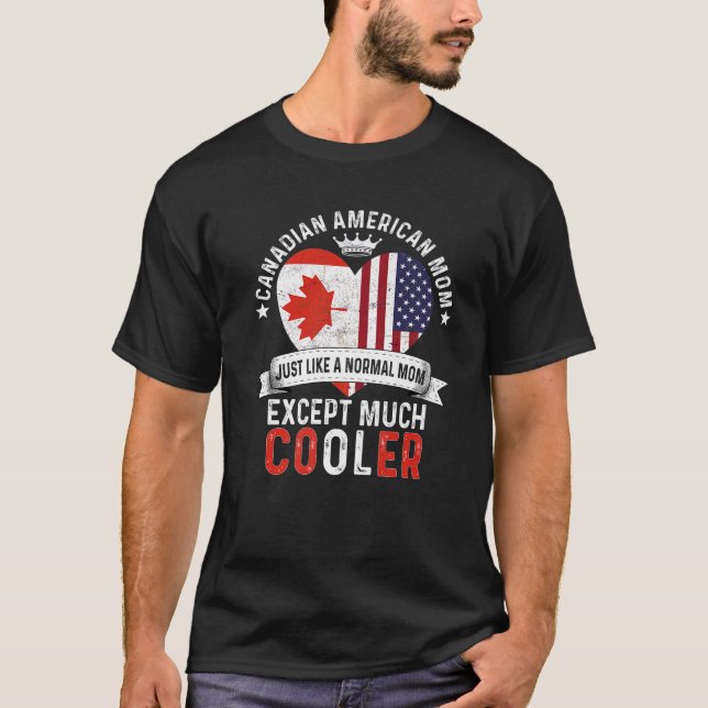 Camiseta Dia de as mães Mãe Americana Canadense Mama Canada (Frente)