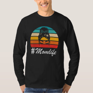 Camiseta Dia de as mães Mãe Vida Cabelo Mensageiro Bun Vint