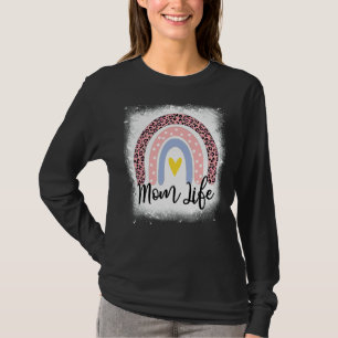 Camiseta Dia de as mães Mãe Vida Leopardo Rainbow Mama Mulh