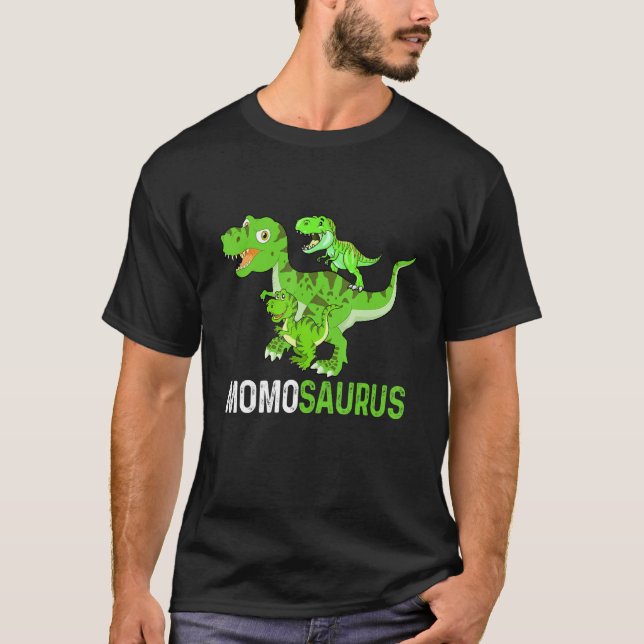 Camiseta Dia de as mães Momossauro T rex Dinossauro Engraça (Frente)
