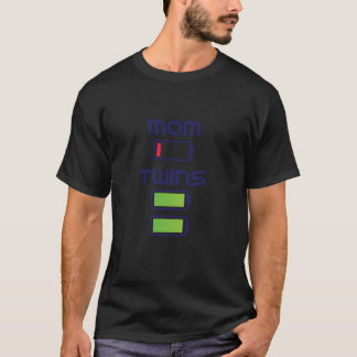 Camiseta Dia de as mães Nova mãe da bateria gêmea L