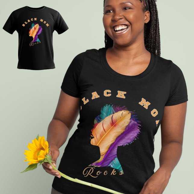Camiseta Dia de as mães Preto da Mãe Rocha (Criador carregado)
