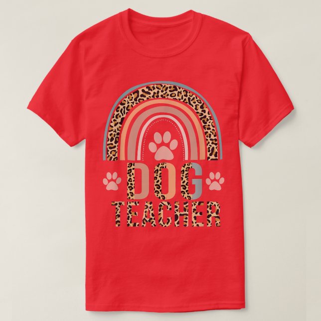 Camiseta Dia de as mães Rainbow Leopard Dog Paw Dog Teto (Frente do Design)