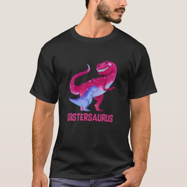 Camiseta Dia de as mães Sistersaurus Cute AMA Saurus Dinoss (Frente)