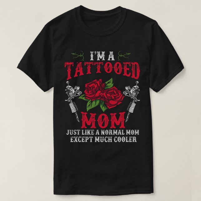 Camiseta Dia de as mães Tatuado Mãe Tatuadora Rosa Fu (Frente do Design)