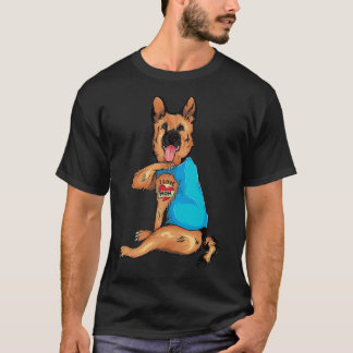 Camiseta Dia de as mães Tatuagem Eu Amo A Mãe German shephe