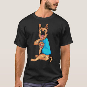 Camiseta Dia de as mães Tatuagem Eu Amo A Mãe German shephe