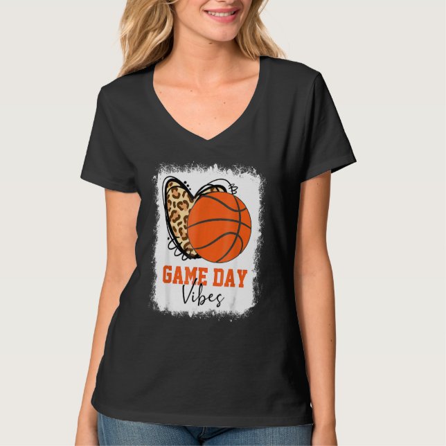 Camiseta Dia de Basquete Branqueado Vibes de Basquete Mãe (Frente)