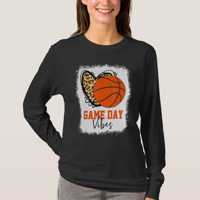 Camiseta Dia de Basquete Branqueado Vibes de Basquete Mãe (Frente)