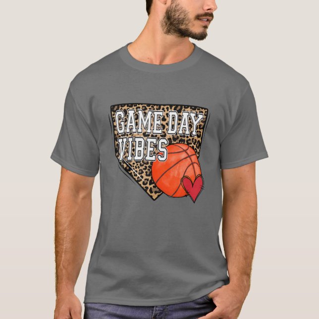 Camiseta Dia de Basquete Branqueado Vibes Leopard Basketb (Frente)
