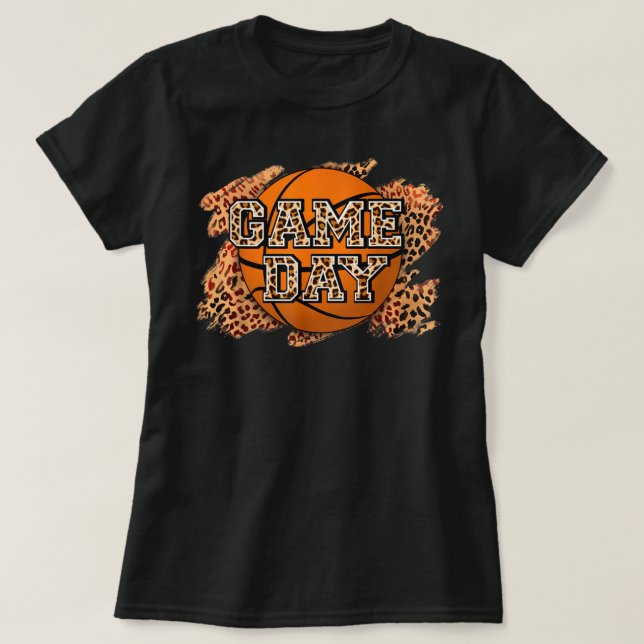 Camiseta Dia de Basquete Leopardo Branqueado Vibes Basketb (Frente do Design)