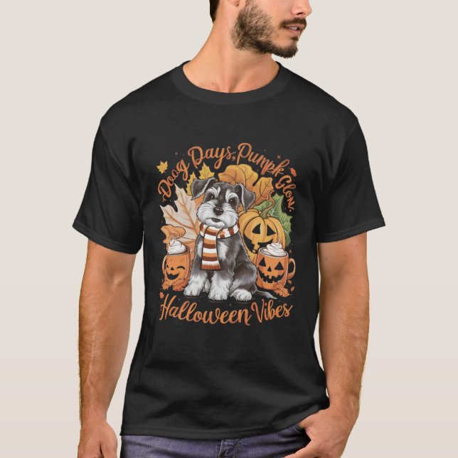 Camiseta Dia de Cachorro Louco Pumpkin Brilhante Víblias de (Frente)