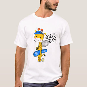 Camiseta Dia de Campo de Tênis da Girafa Fofa – Personagem