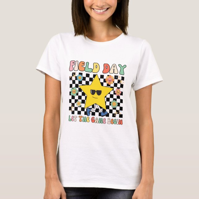 Camiseta Dia de Campo Os Jogos Começam Professores Crianças (Frente)