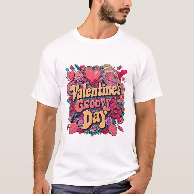 Camiseta dia de dia de os namorados, retrô-cliente (Frente)