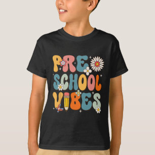 Camiseta Dia De Escola Pré-Escolar Vibrações De Volta À Esc