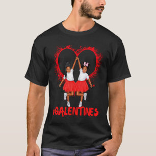 Camiseta Dia de Galentines Diversão Meninas de Pele Marrom 