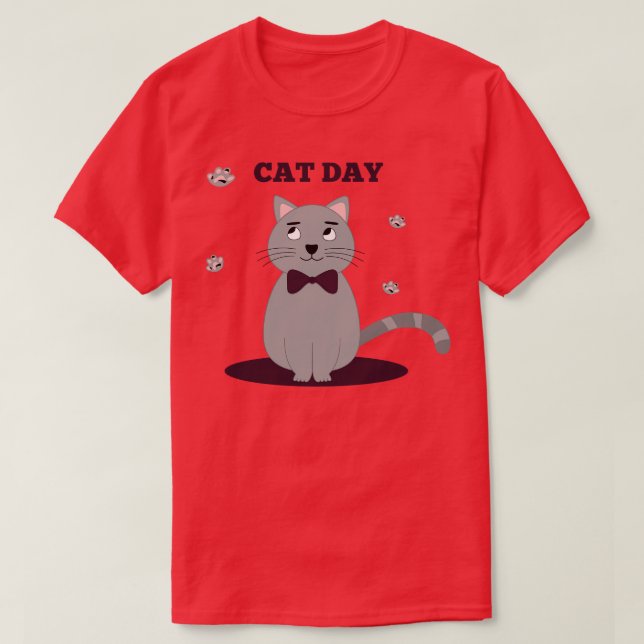 Camiseta Dia De Gato Engraçado E Bonito (Frente do Design)