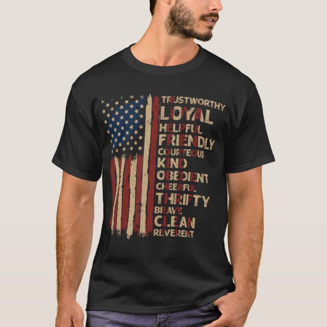 Camiseta Dia de Independência da Lei de Escuteiro da Bandei (Frente)