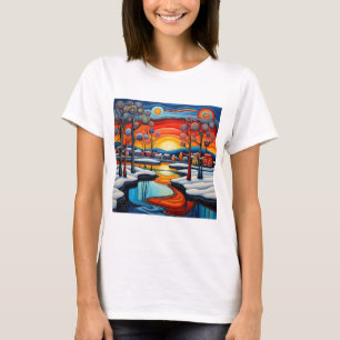 Camiseta Dia de inverno no pôr do sol 11