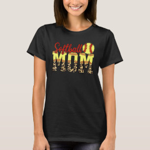 Camiseta Dia de Jogo da Mãe do Softball Leopardo