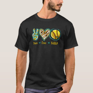 Camiseta Dia de Jogo de Softball Mãe e Amor pela Paz do Leo