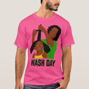 Camiseta Dia de Lava Negro Mãe Estimulando Cabelo Natural F